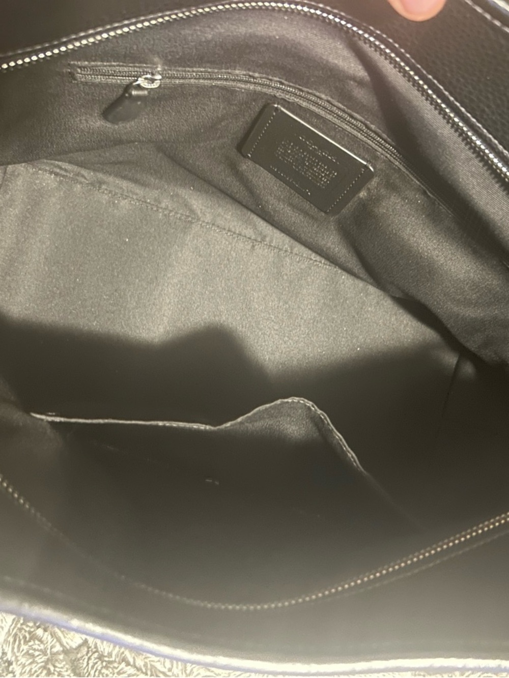 Coach Black Pebbled Leather Tote Shoulder Bag with Silver Hardware - Picture 4 of 4